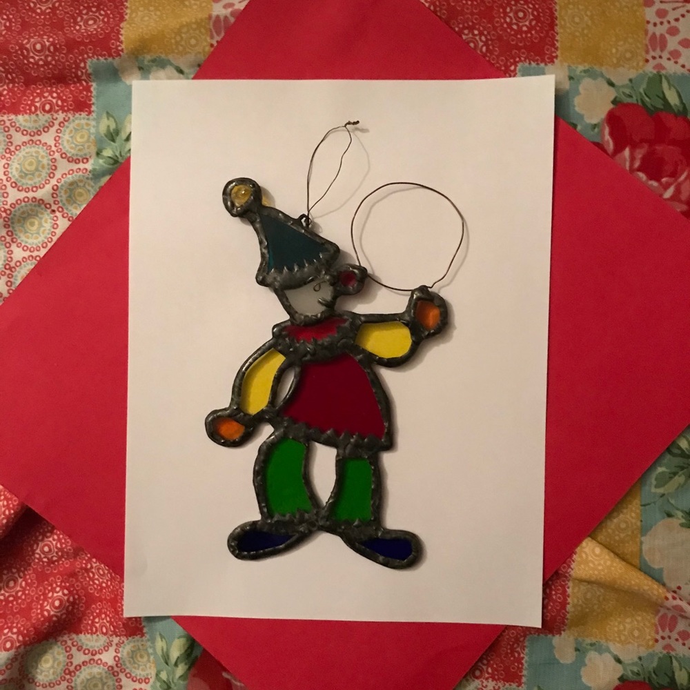 Vintage Stained Glass Clown